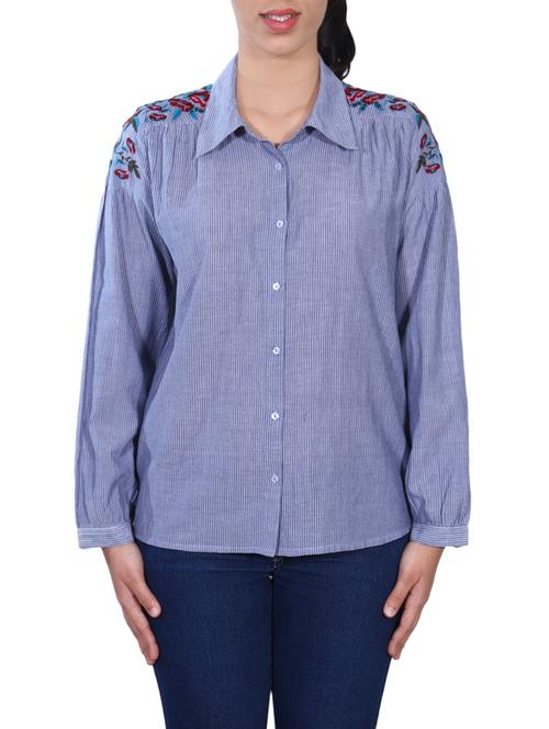 blue cotton casual shirt - 14329337 - Very Small Image - 1