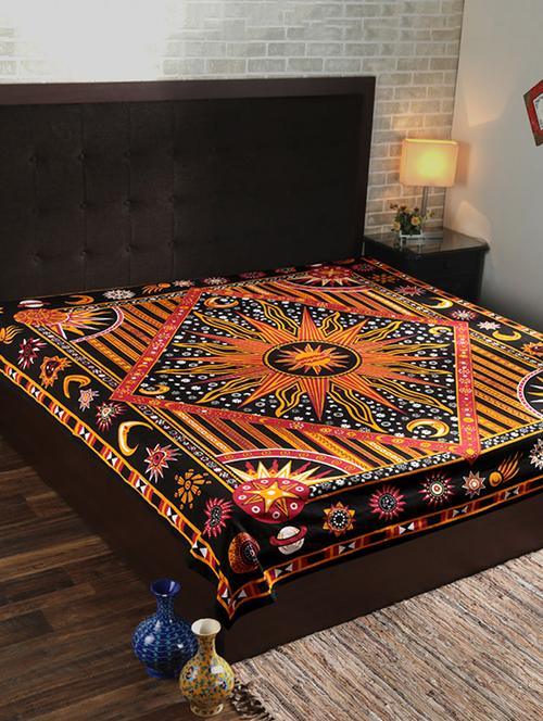 red cotton ethnic printed multipurpose bed sheet/tapestry - 14330907 - Very Small Image - 1