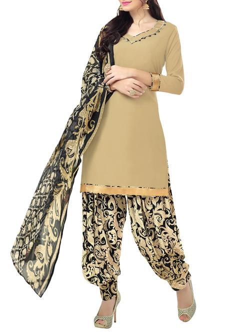beige crepe dress material - 14331116 - Very Small Image - 1