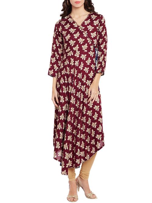 floral printed asymmteric kurta - 14331423 - Very Small Image - 1