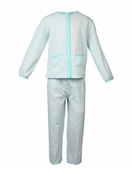 light blue cotton pyjama set nightwear - 14331461 - Very Small Image - 1