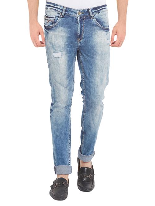 blue cotton ripped jeans - 14332013 - Very Small Image - 1