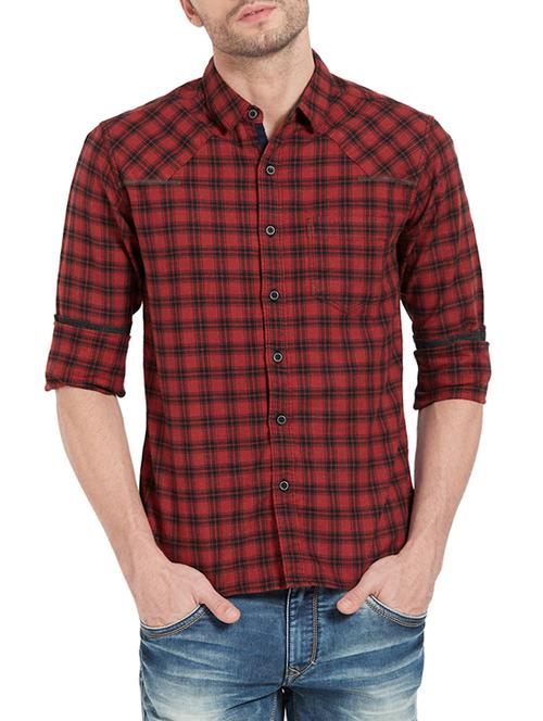 red cotton casual shirt - 14332108 - Very Small Image - 1