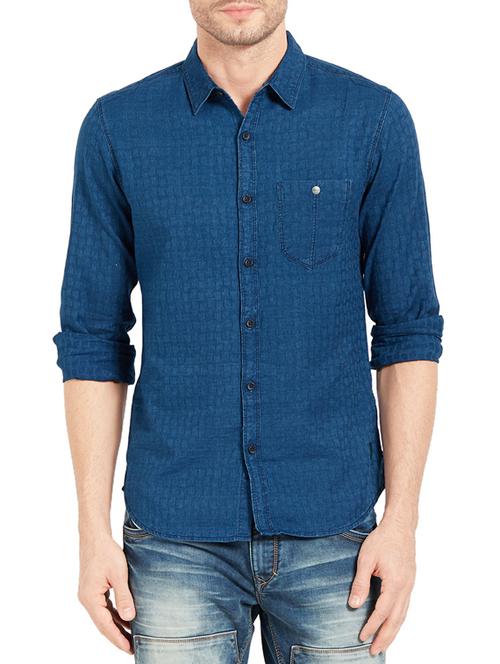 blue denim casual shirt - 14332117 - Very Small Image - 1