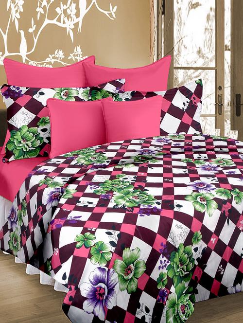 floral double bed sheet with 2 pillow covers - 14332844 - Very Small Image - 1