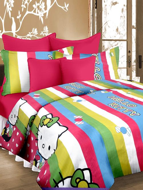 hello kitty print double bed sheet with 2 pillow covers - 14332855 - Very Small Image - 1