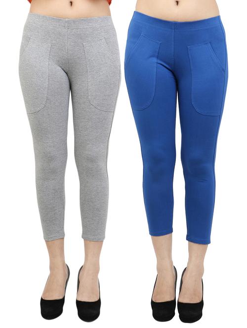 set of 2 multicolored cotton capri leggings - 14332864 - Very Small Image - 1