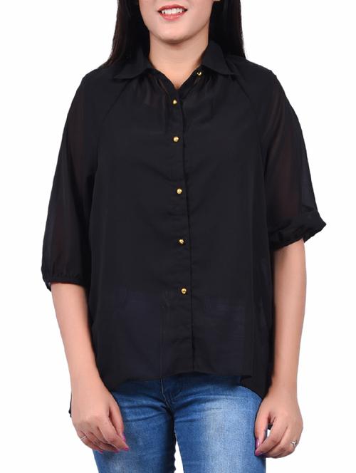 solid black regular shirt - 14334096 - Very Small Image - 1