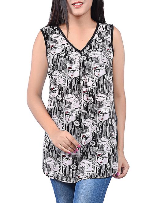 women's straight v neck top - 14334101 - Very Small Image - 1