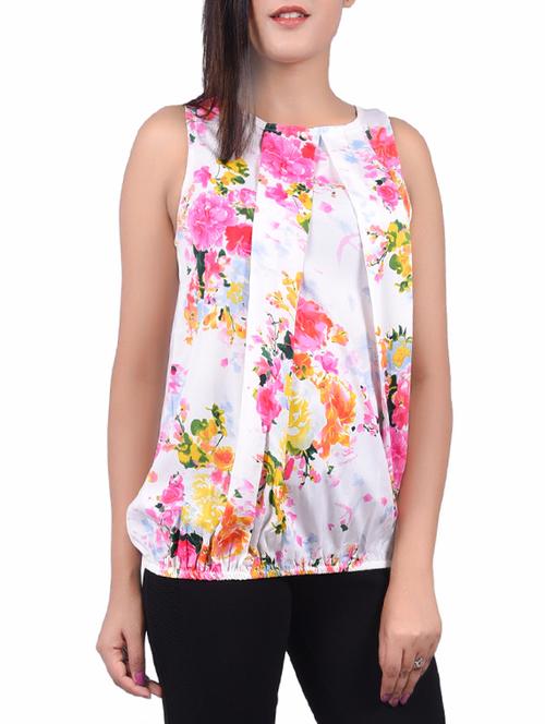 white floral printed blouson top - 14334103 - Very Small Image - 1