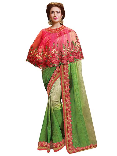 ombre embroidered saree with blouse - 14335262 - Very Small Image - 1