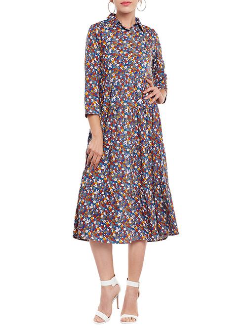 blue printed dress - 14337488 - Very Small Image - 1