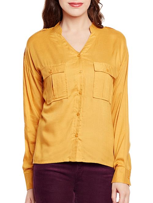 yellow rayon casual shirt - 14337510 - Very Small Image - 1