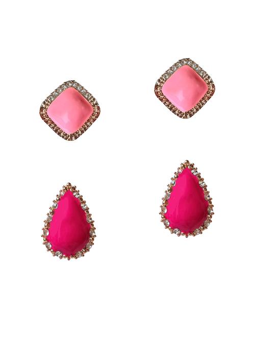 pink studs (set of 2) earrings - 14337536 - Very Small Image - 1