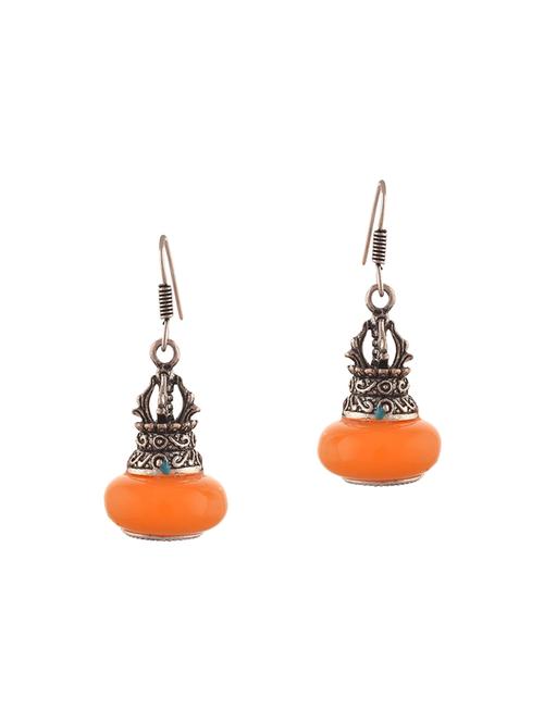 orange brass drop earrings - 14337577 - Very Small Image - 1