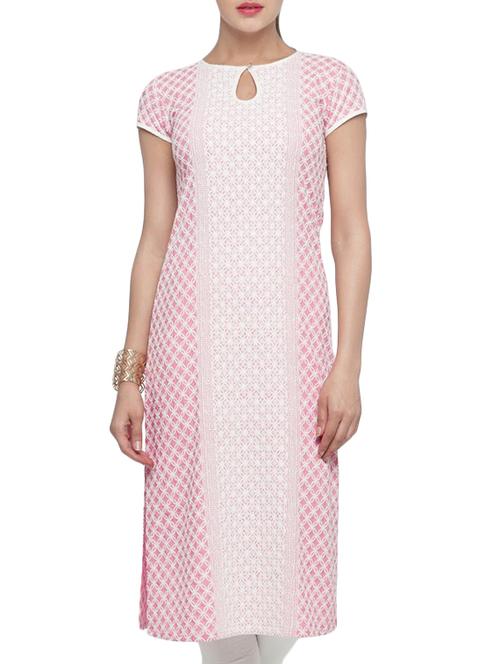 pink rayon straight kurta - 14338599 - Very Small Image - 1
