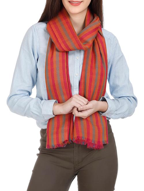 orange woollen stole - 14341414 - Very Small Image - 1
