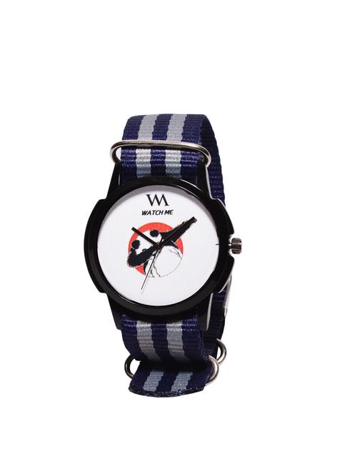 watch me printed round dial nylon strap analog watch - 14341950 - Very Small Image - 1