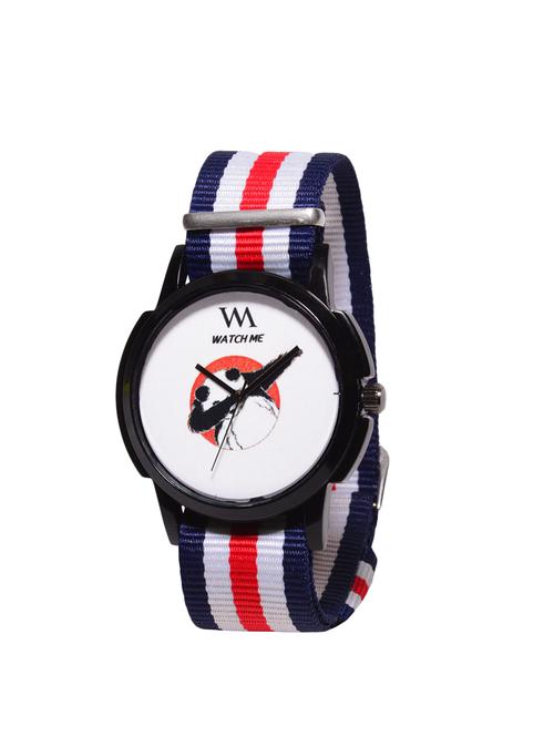 watch me printed round dial nylon strap analog watch - 14341951 - Very Small Image - 1
