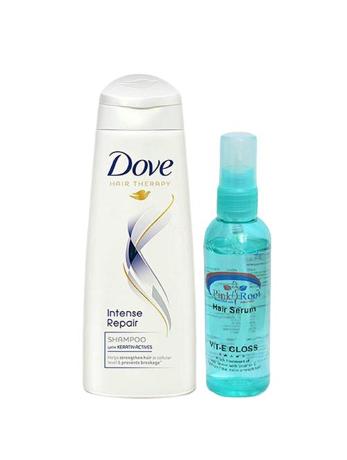 dove intense repair shampoo 180ml with pink root hair serum pack of 2 - 14342591 - Very Small Image - 1