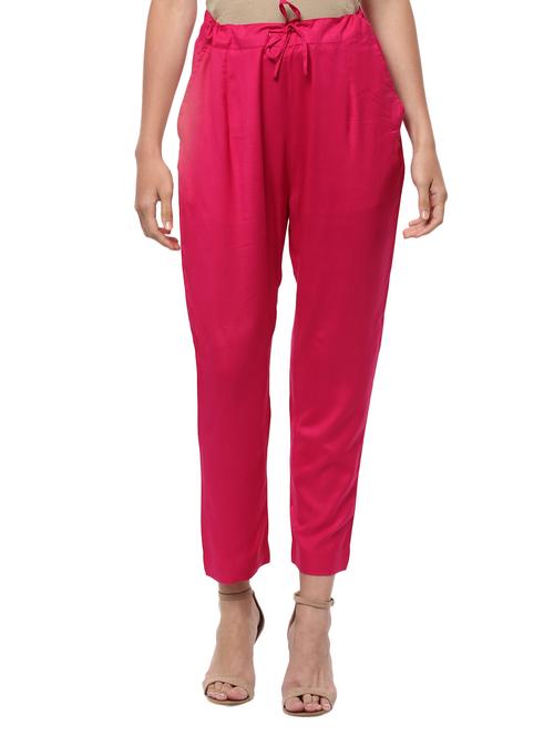 pink rayon flat front trousers pant - 14343733 - Very Small Image - 1