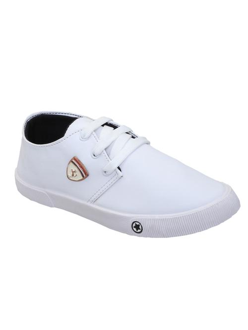 white leatherette lace up sneaker - 14345413 - Very Small Image - 1
