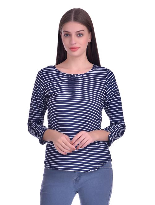 navy blue poly crepe top - 14346811 - Very Small Image - 1