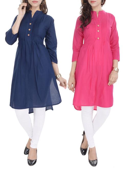 multi colored cotton combo kurta - 14347826 - Very Small Image - 1