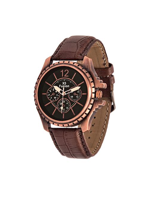 x5 fusion brown leather analog man watch - 14348636 - Very Small Image - 1