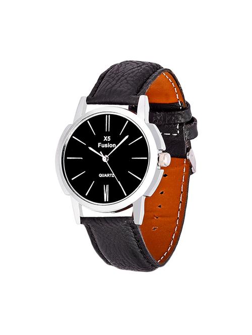 x5 fusion black leather strap men watch - 14348644 - Very Small Image - 1