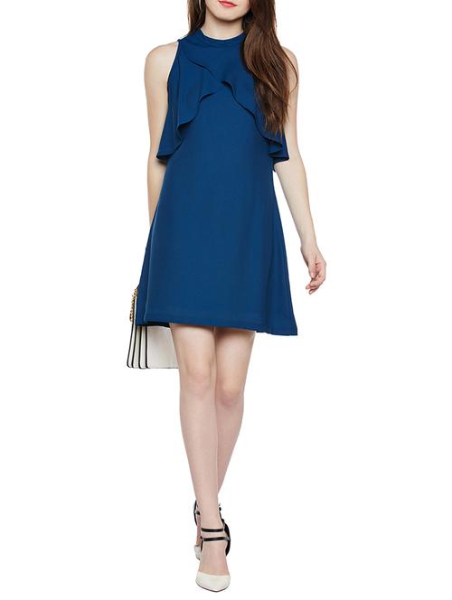 solid blue ruffle dress - 14349890 - Very Small Image - 1