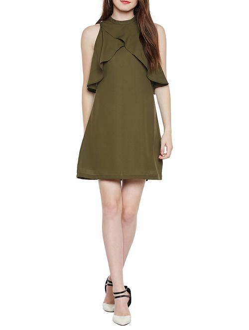 olive green ruffle dress - 14349891 - Very Small Image - 1