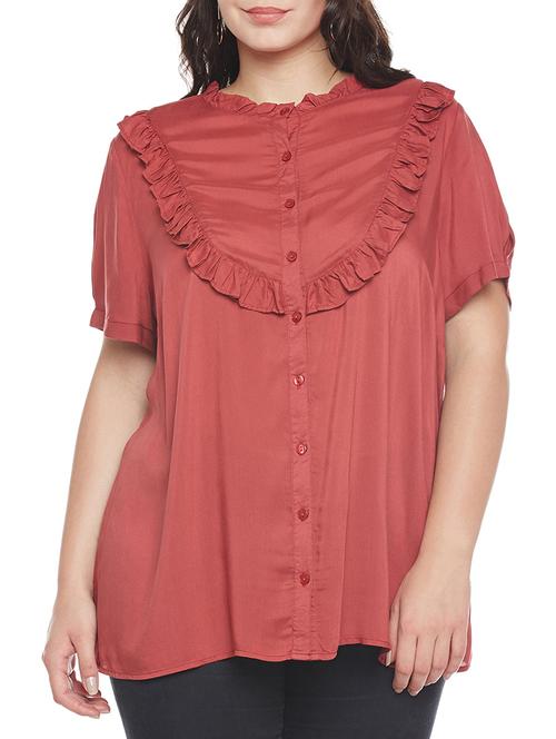 red viscose plus shirt - 14349946 - Very Small Image - 1