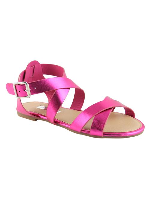 pink pu ankle strap sandals - 14350079 - Very Small Image - 1