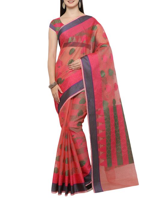 pink cotton kota doria saree with blouse - 14350095 - Very Small Image - 1