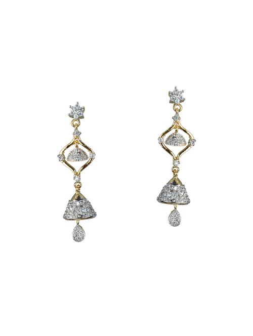 brass gold plated drop earring - 14350182 - Very Small Image - 1