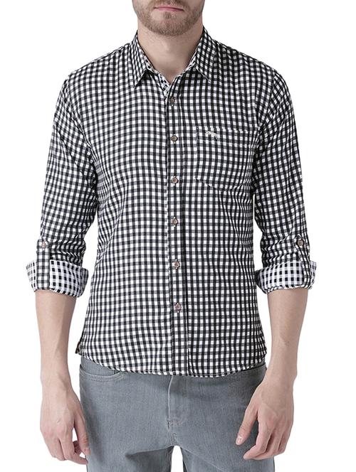 black cotton blend casual shirt - 14350516 - Very Small Image - 1