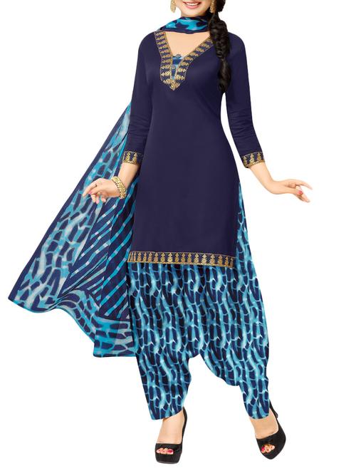 blue cotton dress material - 14350941 - Very Small Image - 1