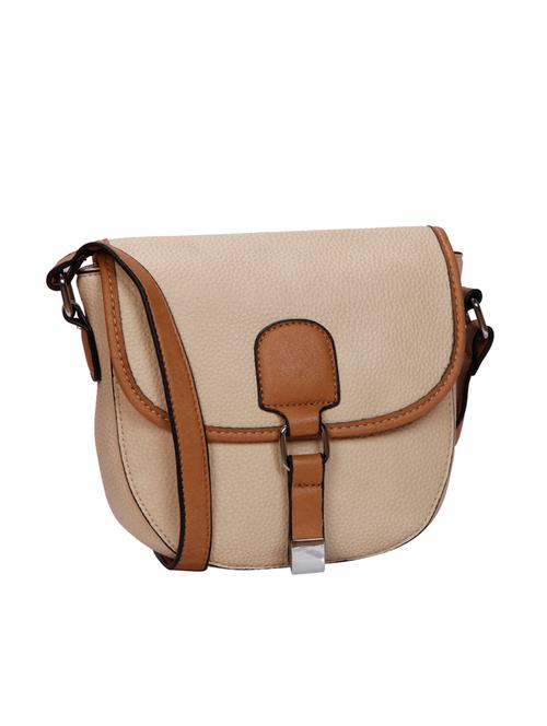 beige leatherette regular sling bag - 14351020 - Very Small Image - 1