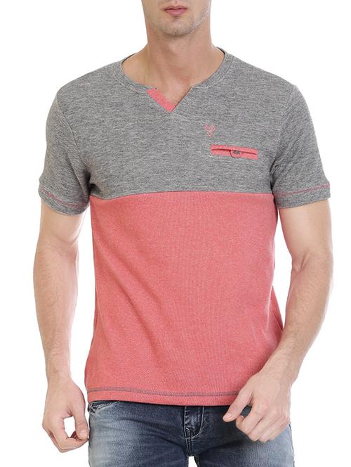 orange cotton color block t-shirt - 14351628 - Very Small Image - 1