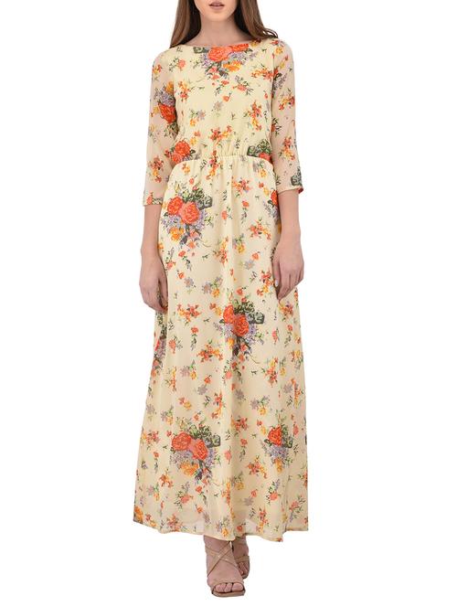 yellow floral printed maxi dress - 14352808 - Very Small Image - 1