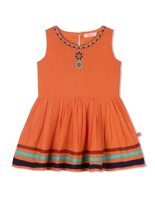 orange cotton frock - 14353352 - Very Small Image - 1