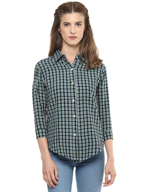 green checkered cotton shirt - 14353546 - Very Small Image - 1