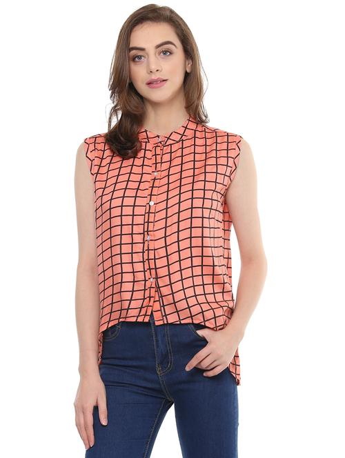 orange crepe casual top - 14353568 - Very Small Image - 1