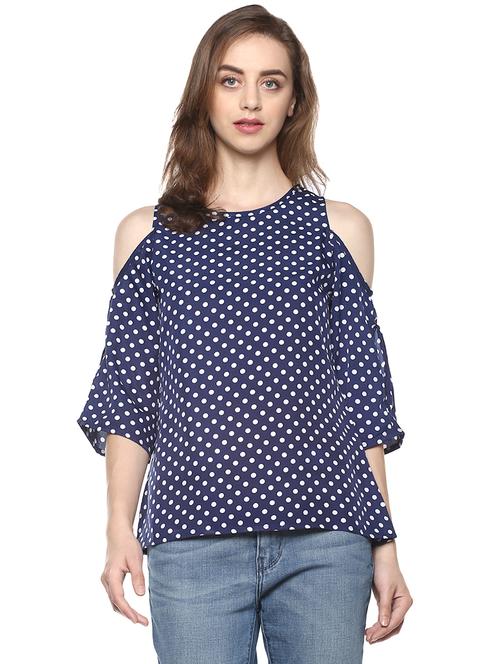 navy blue crepe top - 14353603 - Very Small Image - 1