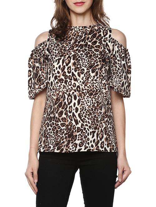 brown printed crepe top - 14353644 - Very Small Image - 1