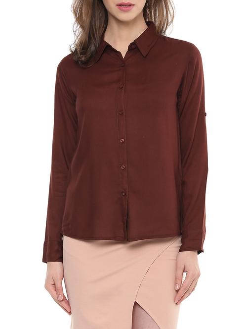 brown solid shirt - 14353710 - Very Small Image - 1