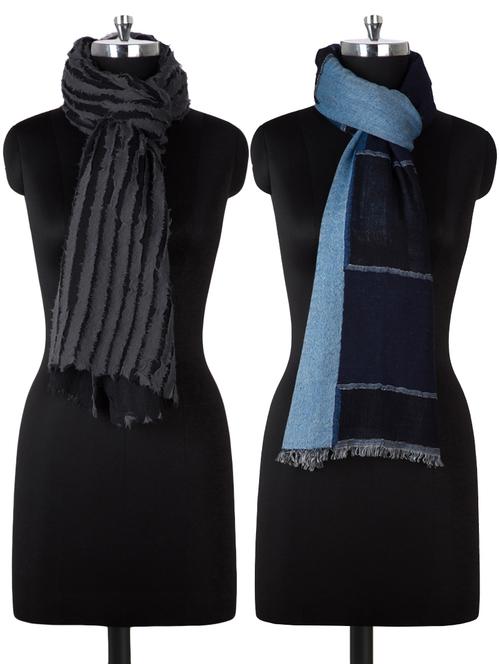 set of 2 multi colored woolen stole - 14354342 - Very Small Image - 1
