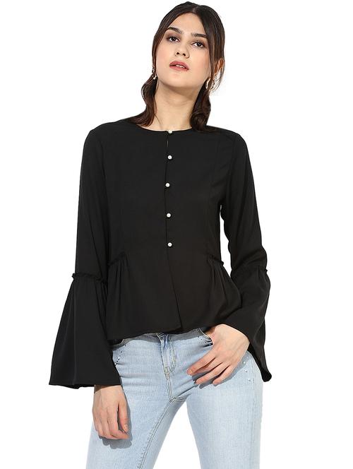 button down bell sleeved top - 14354717 - Very Small Image - 1