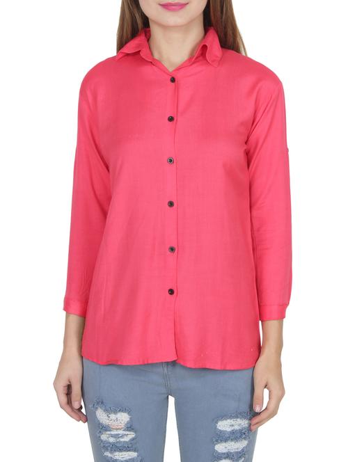 pink rayon casual shirt - 14355115 - Very Small Image - 1